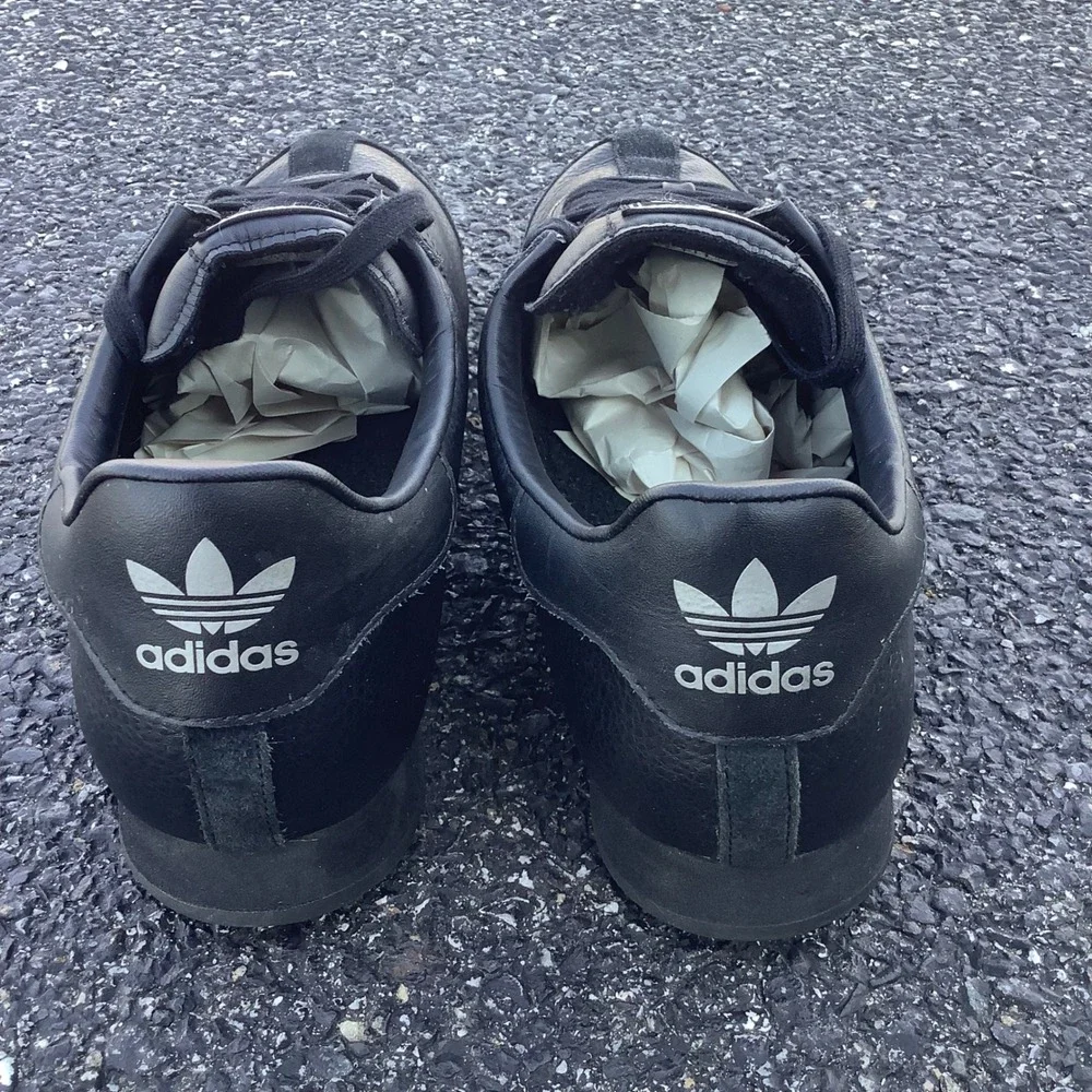 Adidas Samoa Mens Shoes Triple Black Leather Sneakers G22596 Size 13